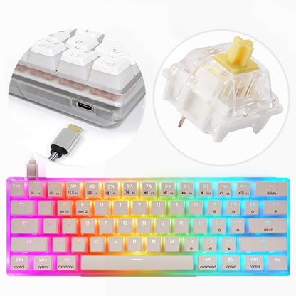 Clavier à axe mécanique filaire, coque transparente, lumières colorées