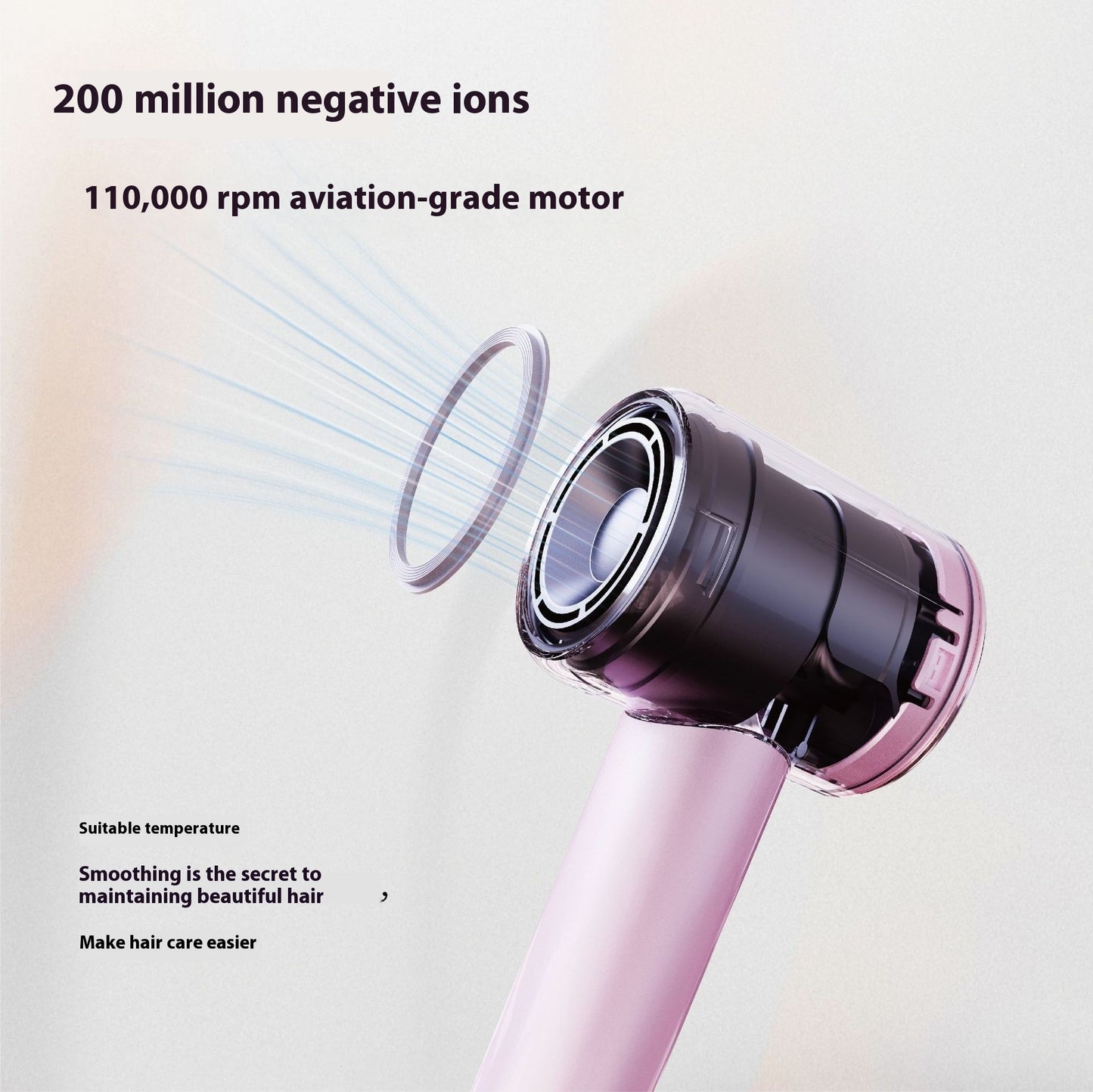 Household High-speed Bladeless Anion Does Not Hurt Power Generation Hair Dryer