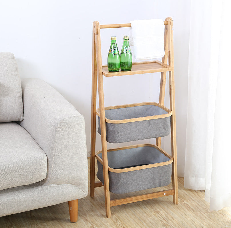 Bamboo Fabric Storage Rack Bedroom