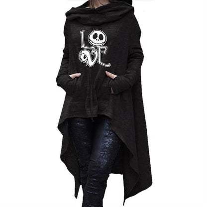 Long Sweatshirts Woman Irregular Letters Cloak Halloween