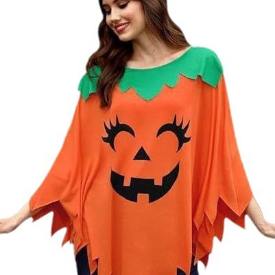 Suéter de capa de ropa de capa de calabaza de Halloween para mujer