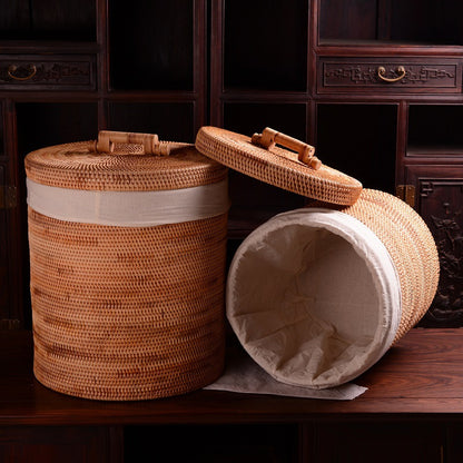 Vietnamese Rattan Woven Storage Basket For Household Bathroom Clothes