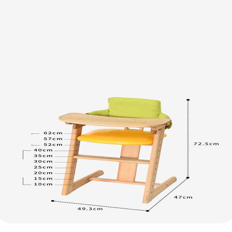 Solid Wood Infant Dining Chair Beech Adjustable