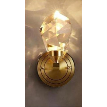 Copper Modern Villa Art Rotating Light Luxury Crystal Wall Lamp