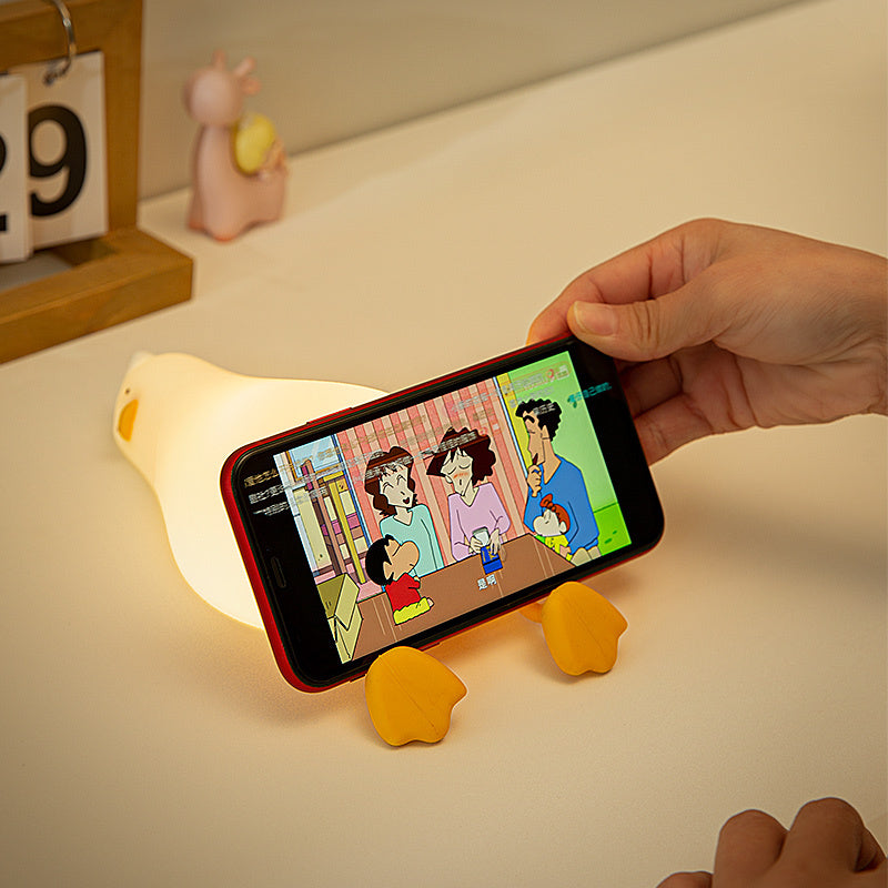 Mentira Pato Plano Luz Nocturna De Silicona Lámpara De Mesita De Noche Para Niños LED Inteligente Con Luz Nocturna Para Dormir Pat Atenuación Atmósfera Lámpara De Mesa Regalo