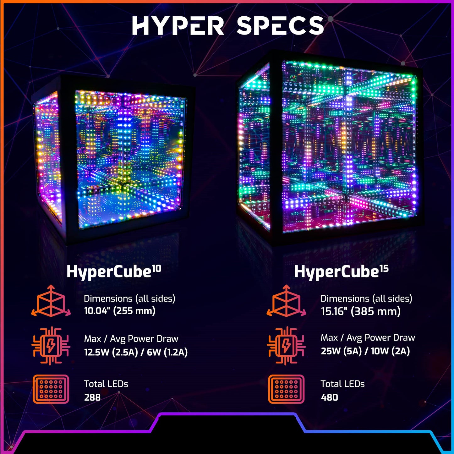 Space Time Tunnel Mirror Colorful Cube Infinite Extension Atmosphere Lamp