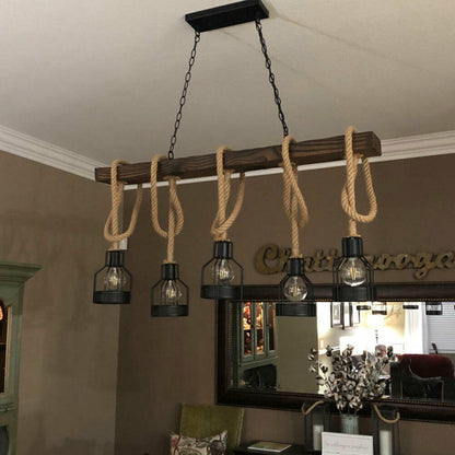 Creative Hemp Rope Long Pendant Lamp