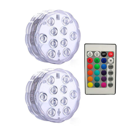 10 luces LED sumergibles subacuáticas impermeables para jarrón de boda, lámpara de base, lámpara de noche submarina, jarrón para exteriores, decoración para fiesta en el jardín