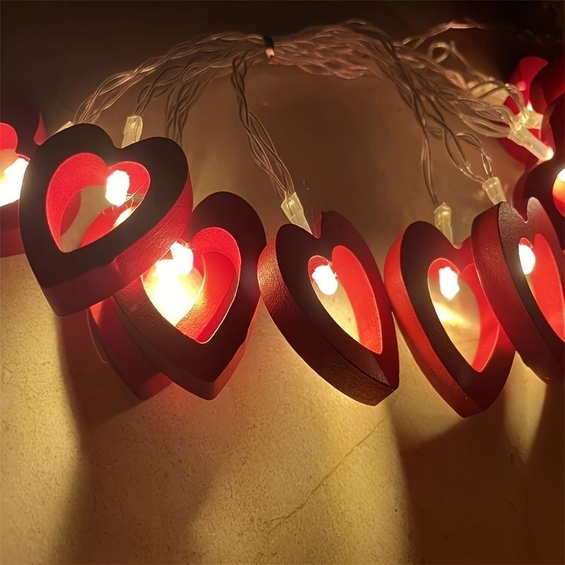 Guirnalda de luces con forma de corazón para el día de San Valentín, guirnalda de luces de madera, decoración para bodas, fiestas, bricolaje, suministros y accesorios 