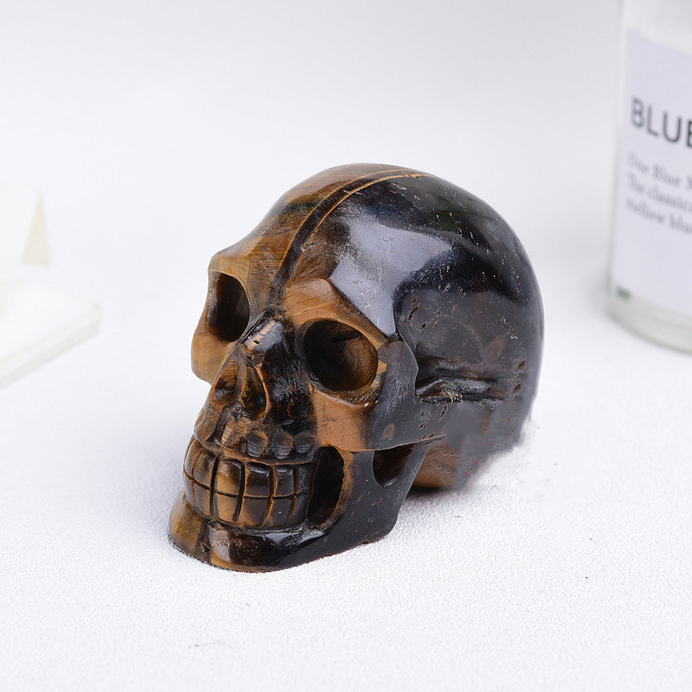 3 Inch Natural Crystal Skull Carved Halloween Decorative Ornament