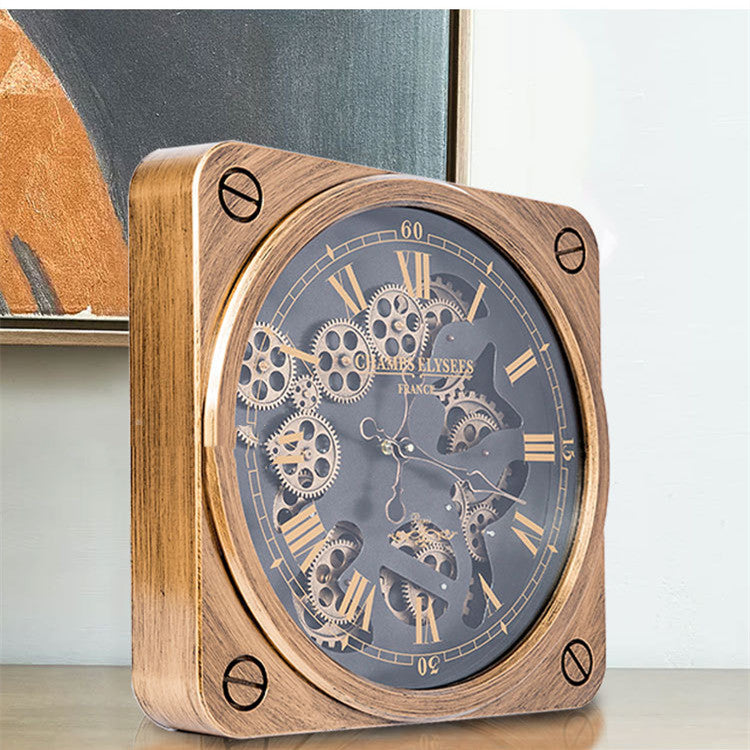 Reloj de pared con engranajes de plástico Vintage de arte creativo americano