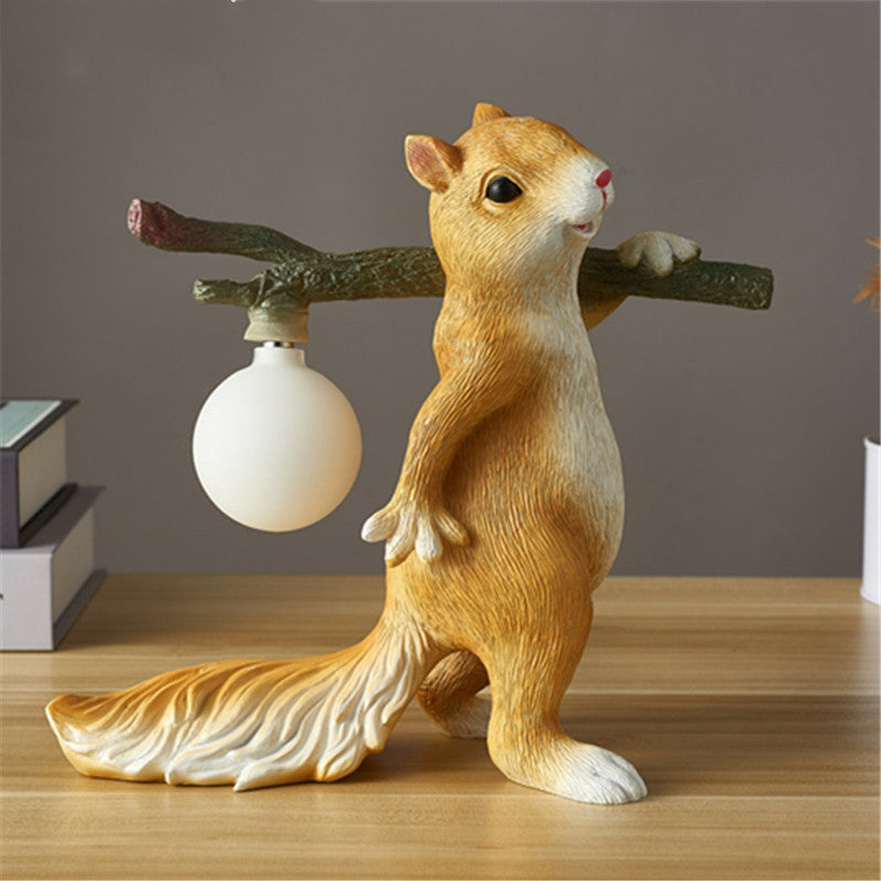 Cute Fruit-carrying Squirrel Cartoon Table Lamp Designer