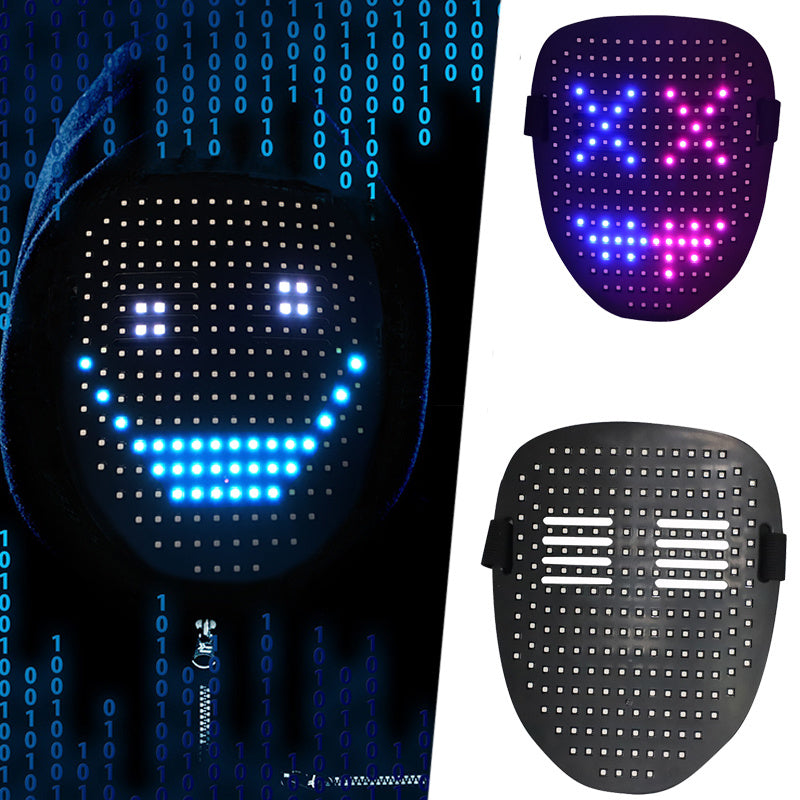 Masque LED à détection de geste avec 50 motifs pour Halloween Cosplay