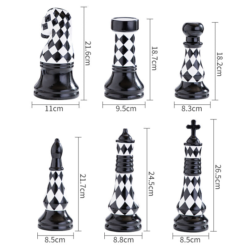 European Ceramic Black And White Lattice Chess Ornaments