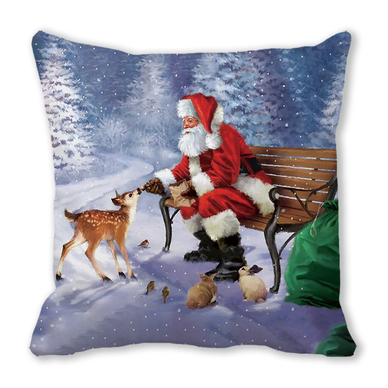 Merry Christmas Christmas Encryption Peach Skin Fabric Home Decoration Sofa Cushion Pillow ZT428