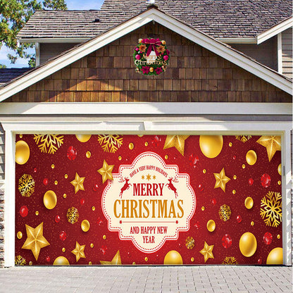 Tapiz de tela para puerta de garaje con fondo navideño