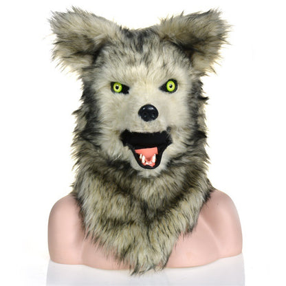 Coiffe de loup gris en peluche pour Halloween