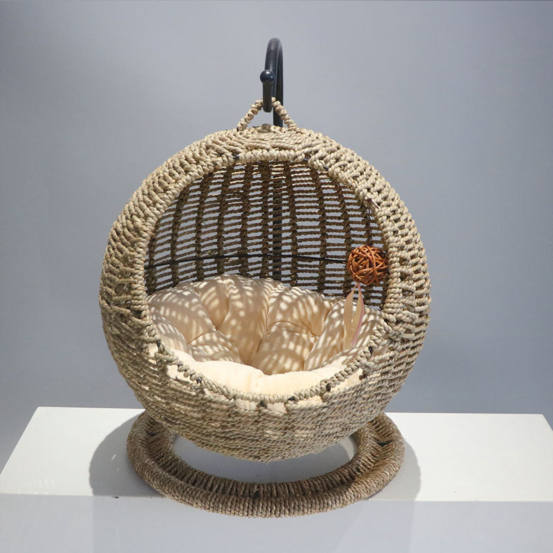 Rattan Cat Nest Hanging Basket Semi-closed Summer Four Seasons