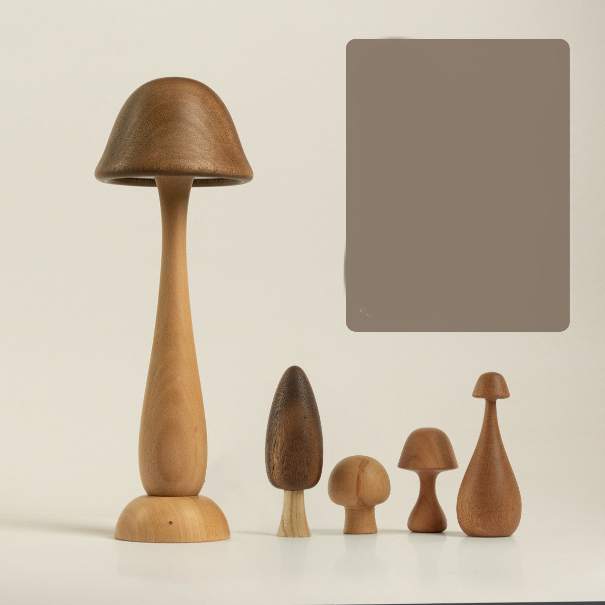 Lampe de table en bois massif champignon à gradation tactile