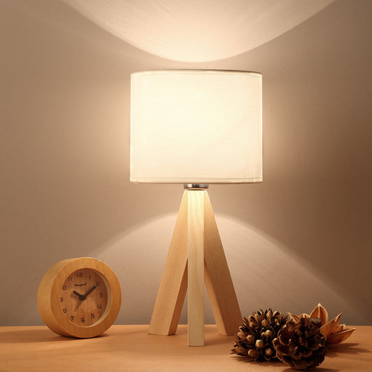 Lampe de table de protection des yeux à LED d'art en bois de chevet minimaliste moderne