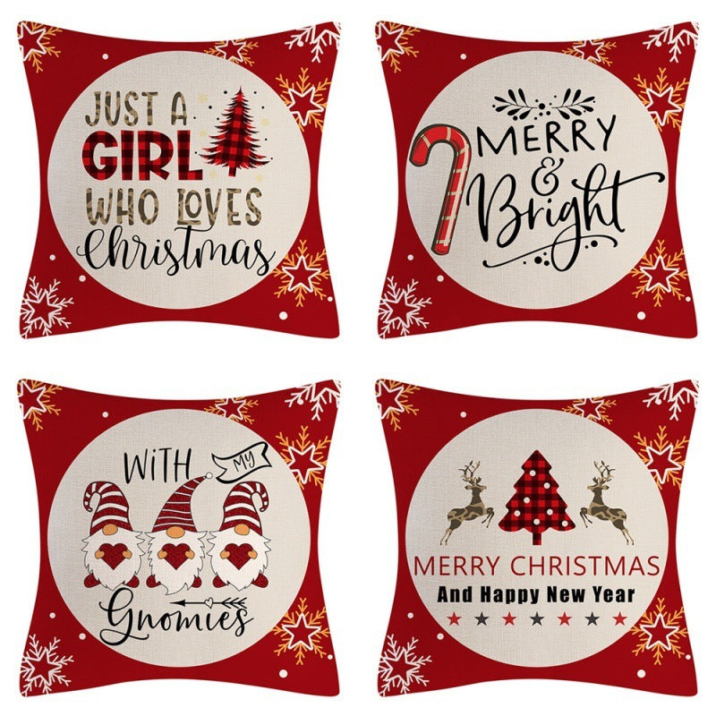 Home Decoration Christmas Pillow Cover Four-piece Set