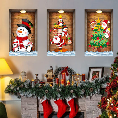 Cartoon Snowman Christmas Tree Home Decoration Wall Sticker