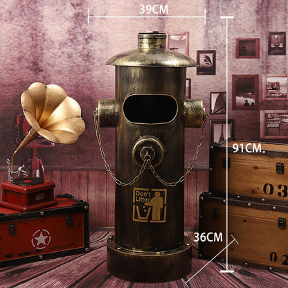 Iron Creative Industrial Style Vintage Fire Hydrant Shape Trash Can