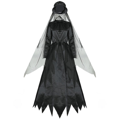 Costumes de Cosplay pour femmes effrayantes Halloween Party Carnaval Robe de mariée Fantôme maléfique Vampire Anime Jeu Tenue Couvre-chef