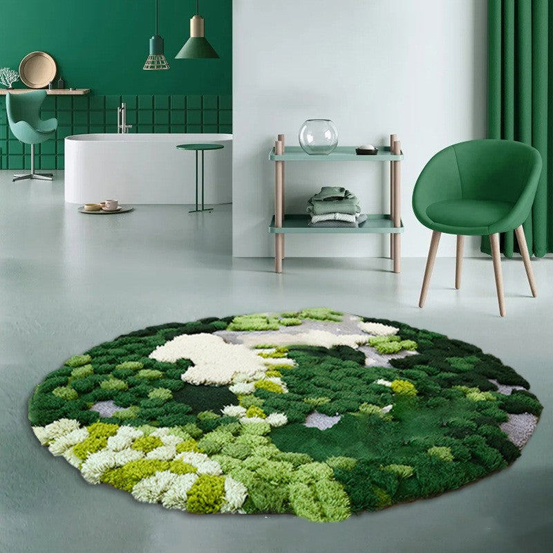 Forêt de mousse ronde de table d'extrémité de salon de tapis de laine mélangée faite sur commande faite main