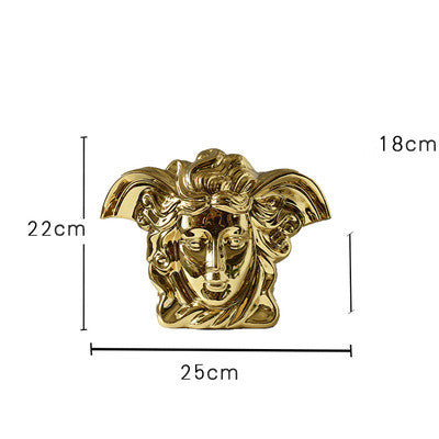 Gold Electroplated Ceramic Medusa Vase Ornament