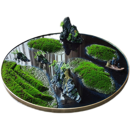 Ensemble de salle à manger de paysage Miniature rond de décoration de noyau de Table