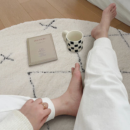 Living Room Black And White Lines Nordic Simple Ins Long Velvet Coffee Table Morocco Bedroom Bedside Round Mat