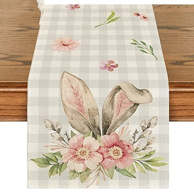 Carrot Bunny Happy Easter Table Runner Spring Summer Seasona