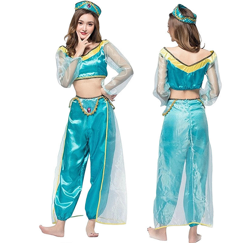 Robe de princesse Jasmine pour femme - Tenue de spectacle sur scène pour Halloween