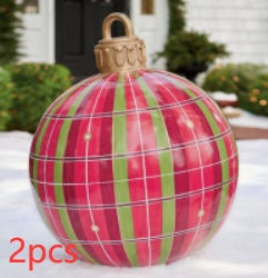 Boule de décoration de Noël en PVC pour l'extérieur 60 cm, boule gonflable décorée en PVC, grosses boules géantes pour décorations d'arbre de Noël, boule de jouet