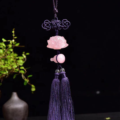 Handmade Tassel Carving Lotus Gourd Home Pendant