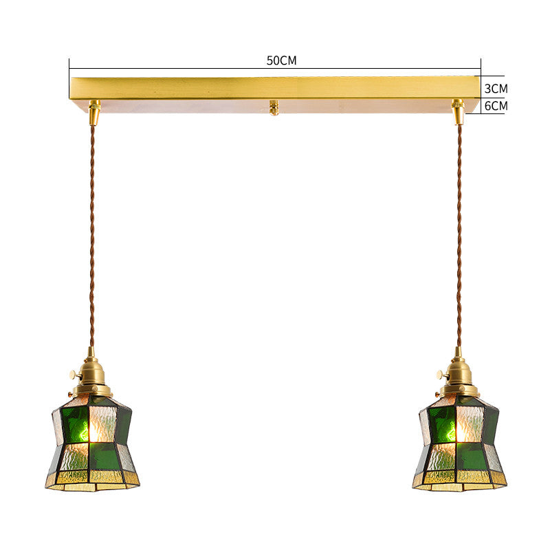 Japanese Retro Restaurant Bedroom Homestay Brass Glass Chandelier