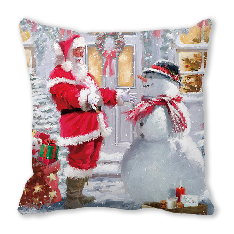 Merry Christmas Christmas Encryption Peach Skin Fabric Home Decoration Sofa Cushion Pillow ZT428