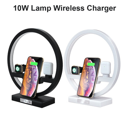 Support de chargeur sans fil, lampe de Table, interrupteur tactile, chargeur 10W pour Apple Watch, téléphones portables, écouteurs