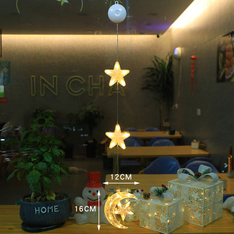 3 piezas de luces LED de Navidad con forma de estrella para colgar en el árbol de Navidad, lámpara con ventosa, adornos para ventanas, decoración para el hogar, Navidad, Año Nuevo, decoraciones navideñas