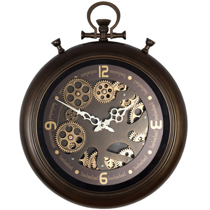 Home Living Room Vintage Gear Iron Wall Clock