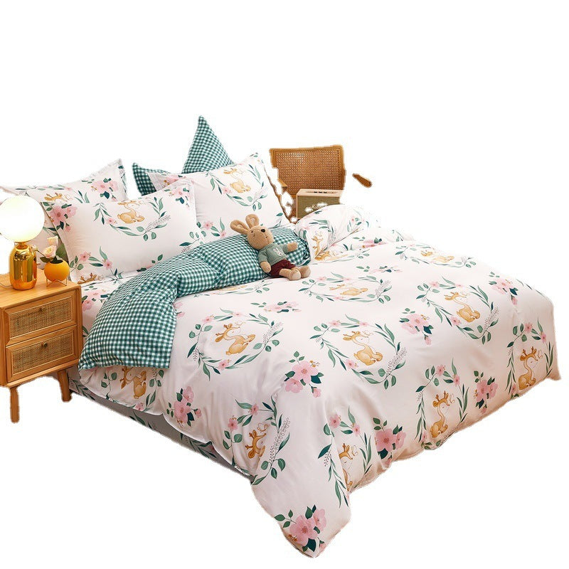 Housse de couette en coton une pièce en gros pur simple double dortoir étudiant drap de lit ensemble de quatre pièces