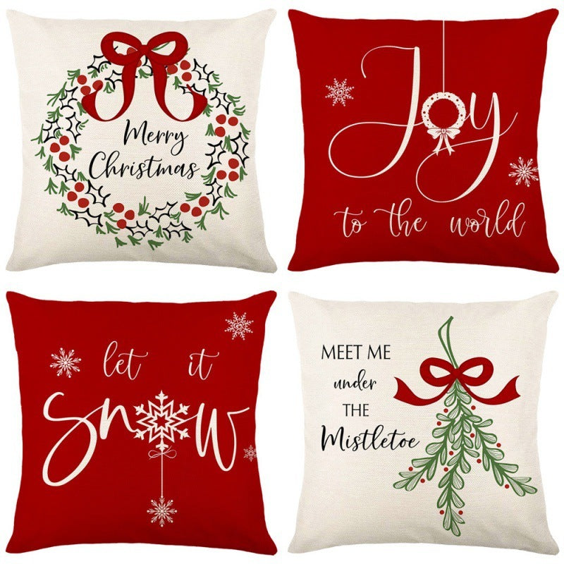 Home Decoration Christmas Pillow Cover Four-piece Set