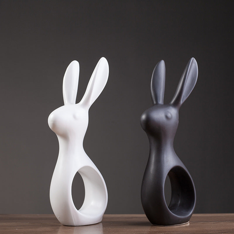 Lapin en céramique d'intérieur, ornements de décoration nordique pour la maison