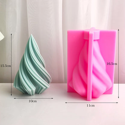 Molde de vela de cono giratorio grande DIY, molde de resina para hacer jabón de aromaterapia con rayas geométricas y árbol de Navidad, regalo para decoración del hogar