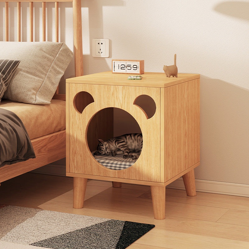 Table de chevet nid de chat avec pieds en bois massif, simple et moderne