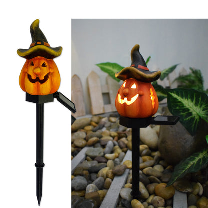 Lámpara solar de calabaza con ambiente creativo para Halloween al aire libre