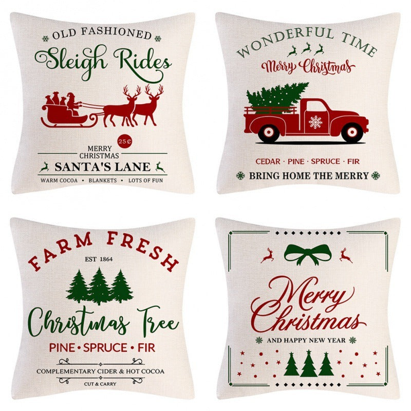 Home Decoration Christmas Pillow Cover Four-piece Set