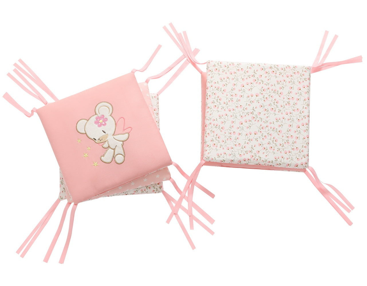 Funda de cuna para bebé con estrellas rosas y osito ángel