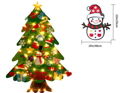 Árbol de Navidad de fieltro con luces para niños DIY